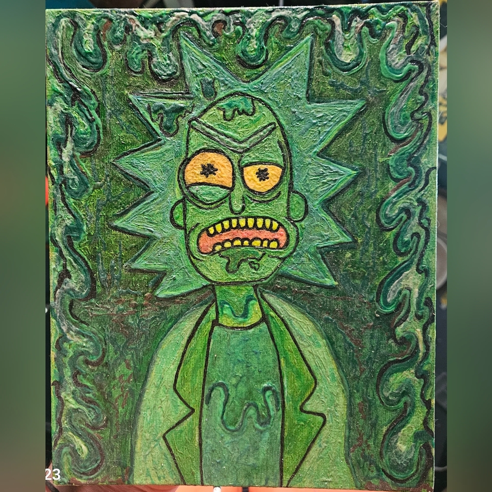 Toxic rick Glow in the dark textured glow neon blacklight canvas 8 x11